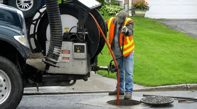 Technician using specialized drainage equipment for sewer line cleaning and foundation protection in Birmingham, AL
